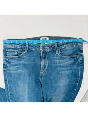 Paige Manhattan Boot Cut Jeans Size 32 Tall Lane Wash Medium Blue thumbnail 8