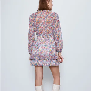 Zara RUFFLED FLORAL PRINT LONG SLEEVE MINI DRESS Size S NEW. thumbnail 7