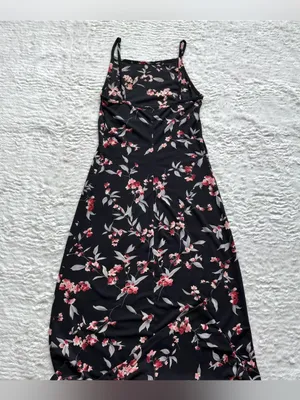 VTG 90s Byer Too Floral Maxi Dress M Black Pink Dark Fairy Whimsigoth Grunge thumbnail 9