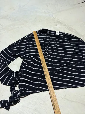 Free people we the free Black & White Striped Long Sleeve Tie-Hem Top medium thumbnail 5