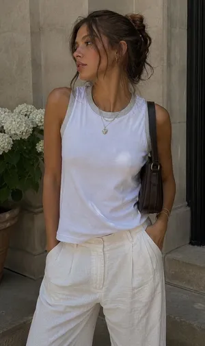 Banana Republic White Tank with Gray Trim thumbnail 1
