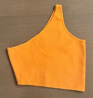 House of Harlow Orange One-Shoulder Asymmetrical Crop Top thumbnail 1