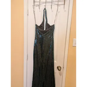 Zara Green Halter Neck Midi Sequinned Dress Size Xs thumbnail 14