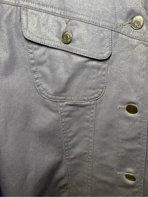 Lauren Jeans Co Ralph Lauren Women's Demin Gold Metallic Button Up Jacket Sz L thumbnail 3