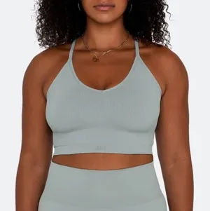 SET ACTIVE Sculptflex Set (XS) - Ribbed V Bra & Leggings, Light Blue Grey thumbnail 7