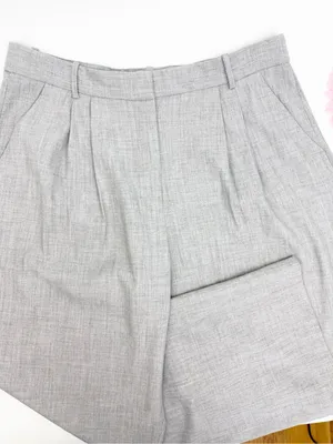 Abercrombie & Fitch Curve Love A&F Sloane Tailored Wide Leg Pant Grey Heather thumbnail 5