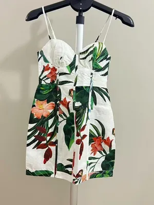 NWOT Farm Rio Midnight Macaw Fiesta Linen Sleeveless Mini Dress Size L thumbnail 7