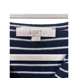 LOFT Womens Navy Blue Striped Cotton Short Sleeve Dress Nautical Coastal Medium thumbnail 3