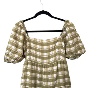 FAITHFULL THE BRAND Leilani Checkered Linen Mini‎ Dress Green Sz 6 thumbnail 5