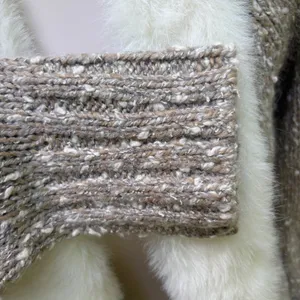 Donna Salyers Fabulous-Furs Cardigan S Tan Cream Faux Fur Trim Mob Wife Textures thumbnail 9