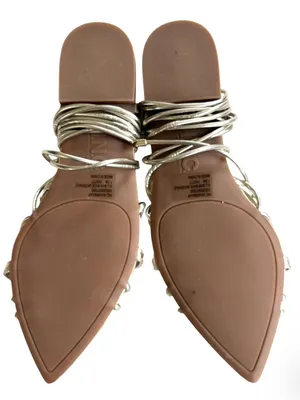 NEW INC International Concepts Ankle Wrap Sandals Gold Size 7.5 thumbnail 8