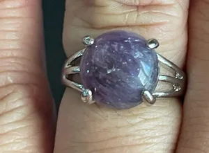 Round purple amethyst S925 silver ring size 7.5 thumbnail 9