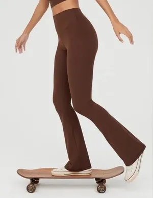 Offline Aerie Leggings Womens Small Brown Real Me Xtra Bootcut High Rise Yoga thumbnail 1