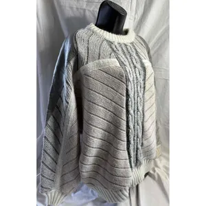 Juice vintage cable Knit patchwork leather‎ Striped Sweater Long Sleeve XL thumbnail 2