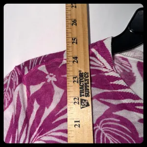 LOFT Cardigan Women XL Purple White Tropical Floral Button Front Sweater thumbnail 4