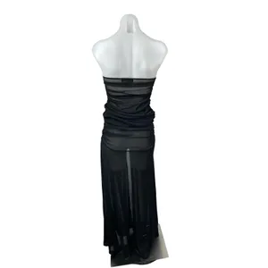 PrettyLittleThing x Naomi Campbell Black Bandeau Ruched Strapless Blouse Top 4 thumbnail 4