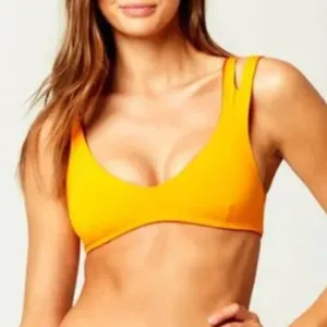 L*Space Women's One Wave Reversible Bikini Top Tan Brown Orange‎ V-Neck Strappy thumbnail 2