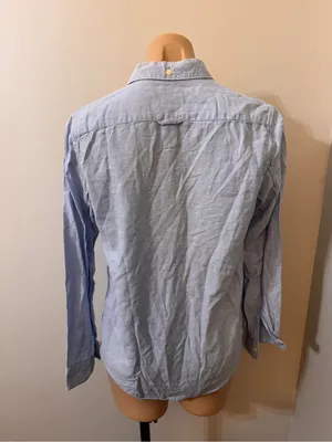 GAP The Fitted Boyfriend Long Sleeve Button Down Collared Shirt Medium Blue thumbnail 3