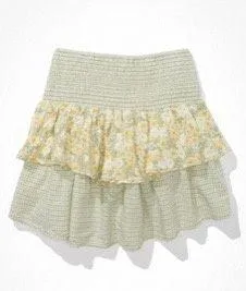 American Eagle Mixed Print Tiered Mini Skirt thumbnail 2