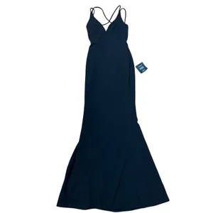 Lulus Black Maxi Dress XS V-Neck Crisscross Back‎ Mermaid Gown NWT thumbnail 2