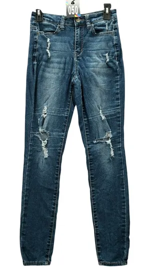 So Distressed Ultimate High Rise Denim Jeggings‎ Blue Pants Jeans Skinny 3 thumbnail 1