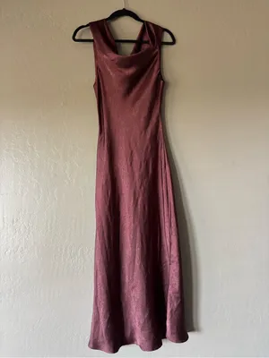 Allie Rose Cowl Neck Midi Dress in Wine thumbnail 4