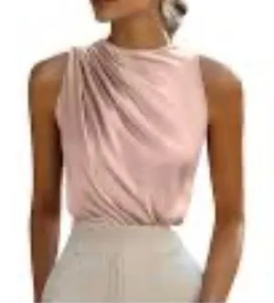 Never worn pink silk high neck work top thumbnail 1