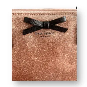 Kate Spade Rose Gold Glitter Small Tote Bag Sparkle Brown Bow‎ Holiday Party thumbnail 6