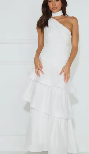 One shoulder white dress thumbnail 1