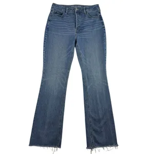 Old Navy 12 Kicker Bootcut Jeans Extra High-Rise Smooth Pockets‎ Stretch Raw Hem thumbnail 2