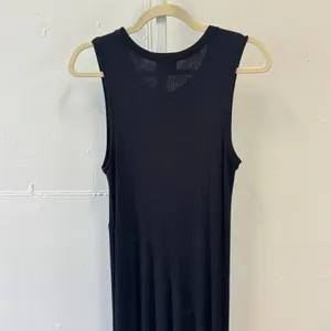 Kinly Black Ribbed Knit Sleeveless Asymmetrical Handkerchief Hem Maxi Dress XS/S thumbnail 6