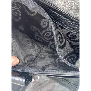 Brighton Black Leather Convertible Crossbody Wallet Croc Heart No Strap thumbnail 4
