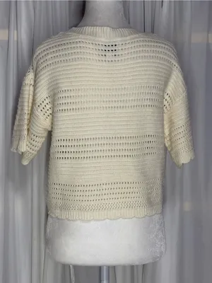 Pink Rose Women's Short Sleeve Crew Neck Cropped Sweater Size S thumbnail 4