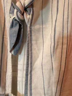 Altar’d State Blue White Striped Tie Front Jumpsuit Size S Wide Leg Cotton thumbnail 3