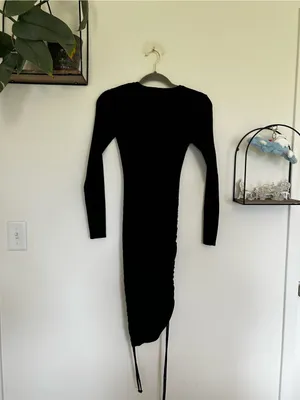 Lioness Black‎ Long Sleeve Ruched Side Mid Length Dress Size XXS thumbnail 2