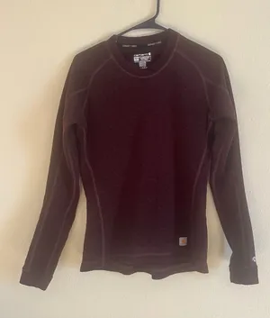 Carhartt Force Fleece Crewneck Maroon Shirt thumbnail 1