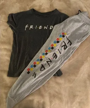 Friends Television Series Womens Lounge Set Gray Graphic Tee Joggers Small (C) thumbnail 1