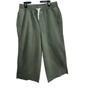 Aerie Women's Soft Landing Trouser Olive Green Size L Wide Leg Drawstring thumbnail 2