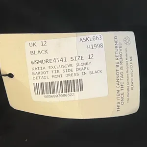 NWT Kaiia slinky bardot tie side drape mini dress black size 8 thumbnail 8