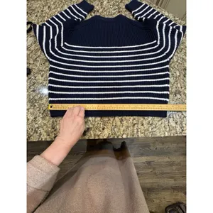 Aritzia Wilfred Maria Merino Wool Sweater Navy White Stripe Size Small thumbnail 11