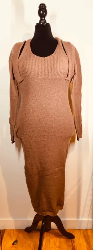 NEW Halter Sweater Dress XL Pretty Little Thing in Chocolate Camel Brown Plus size thumbnail 7