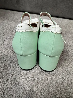 Women’s Green Chunky Heel Mary Jane Pumps Cute Bow & Hearts Round Toe Size 7 NEW thumbnail 8