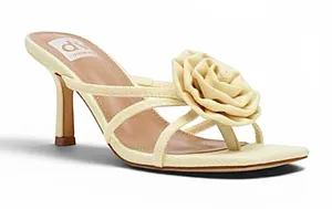 DV Dolce Vita Zelly Rosette Sandal Cream Canvas Strappy Heels Size 11 thumbnail 1