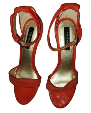 White House Black Market Women's Red Suede High Heel Sandals Sz 8M thumbnail 1
