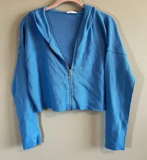 ✨ Garage Women’s Blue Zip‎ Up Sweater Hoodie Small thumbnail 1