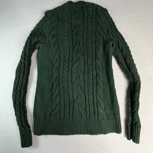 Eddie‎ Bauer Womens XS Forest Green 100% Cotton Cable Knit Crew Neck Sweater thumbnail 7