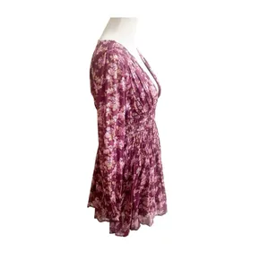 Free People Keep You Floral Moni Dress Plunging Neckline Long Sleeve Smocked thumbnail 8
