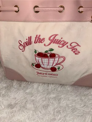 Juicy Couture Sweet Tea Party Daydreamer tote bag soft white velour handbag Y2K thumbnail 2