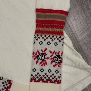 We The Free Mikah Layering Thermal Top Ivory Red Mixed Media Cuff Boho Small NEW thumbnail 5