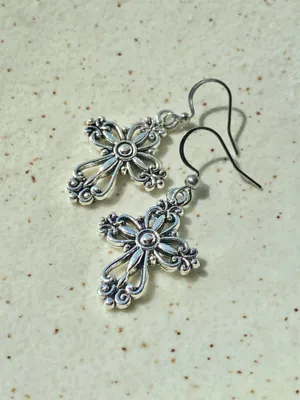 Handmade vintage antique goth cross earrings✝️ thumbnail 6